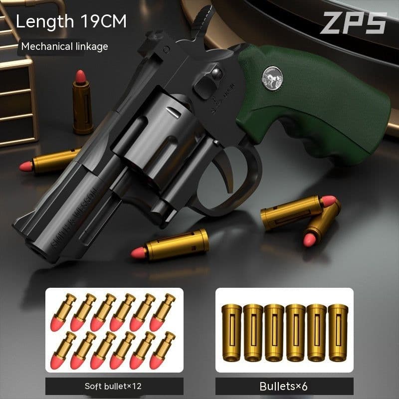 image-Children's Left-wheel Soft Bullet Gun Continuous Pistol Toy Smashing Gun Simulation Boy