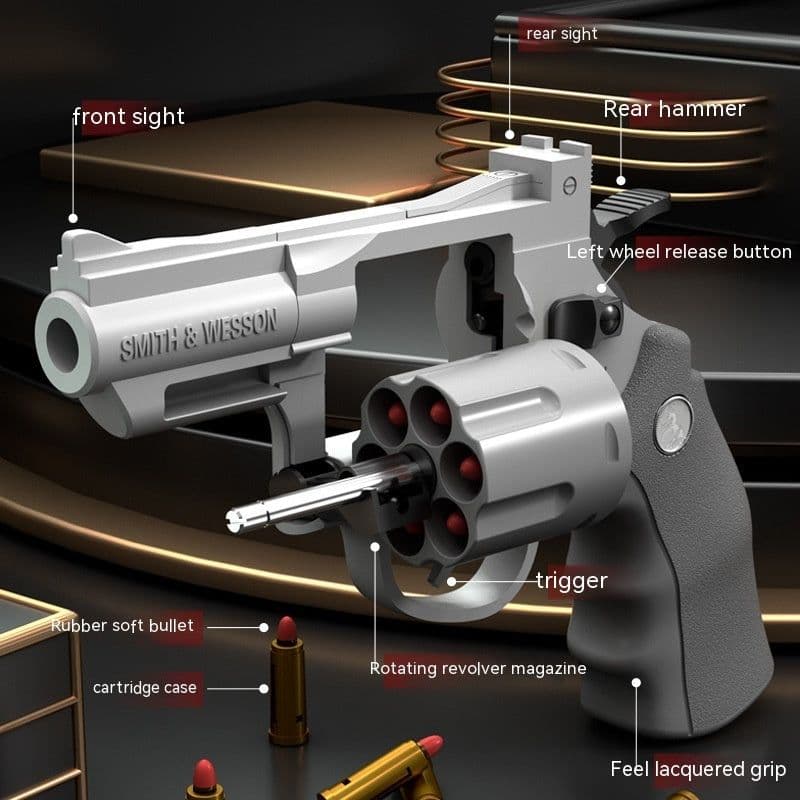 image-Children's Left-wheel Soft Bullet Gun Continuous Pistol Toy Smashing Gun Simulation Boy