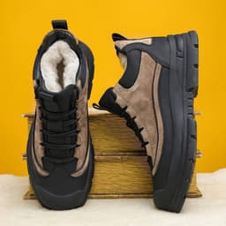 image-Men's Cotton Shoes Wool Fleece Lined Thick High-top Casual