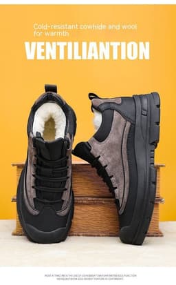 image-Men's Cotton Shoes Wool Fleece Lined Thick High-top Casual