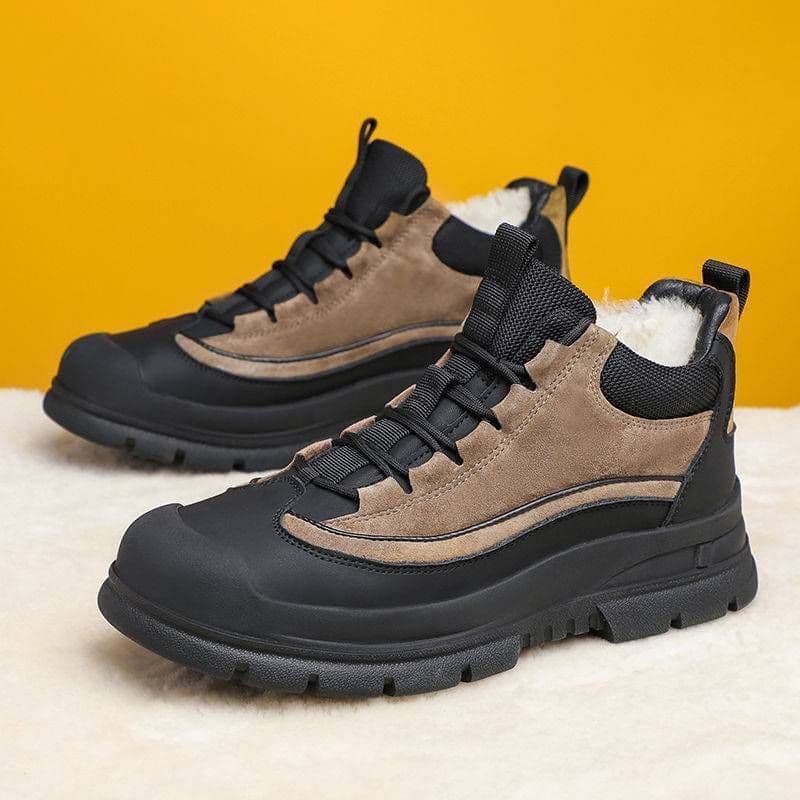 image-Men's Cotton Shoes Wool Fleece Lined Thick High-top Casual