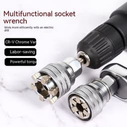 image-Universal Sleeve Wrench Head Multifunctional Electric Hand Drill Socket Wrench Adjustable Universal Sleeve Head Allen Wrench