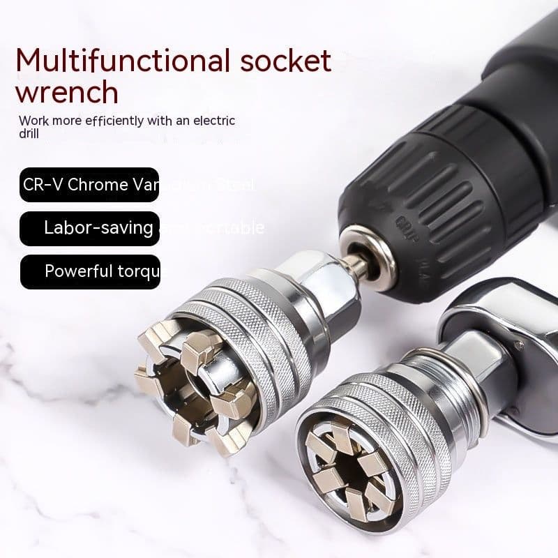 image-Universal Sleeve Wrench Head Multifunctional Electric Hand Drill Socket Wrench Adjustable Universal Sleeve Head Allen Wrench