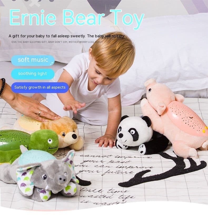 image-Baby Plush Music Doll Soothing Starry Sky Projection Toy