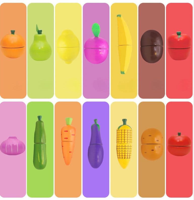 image-Wooden Vegetable Magnetic Children's Play House Cut Fruit Toys