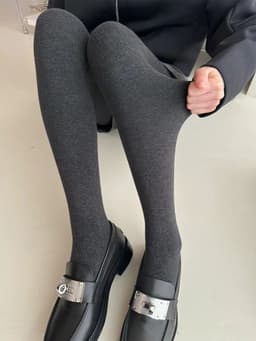 image-Gray Thickened Vertical Stripes Cotton Pantyhose