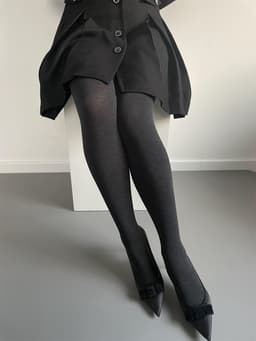 image-Gray Thickened Vertical Stripes Cotton Pantyhose