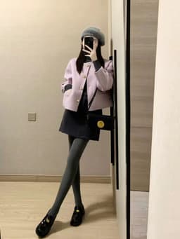 image-Gray Thickened Vertical Stripes Cotton Pantyhose