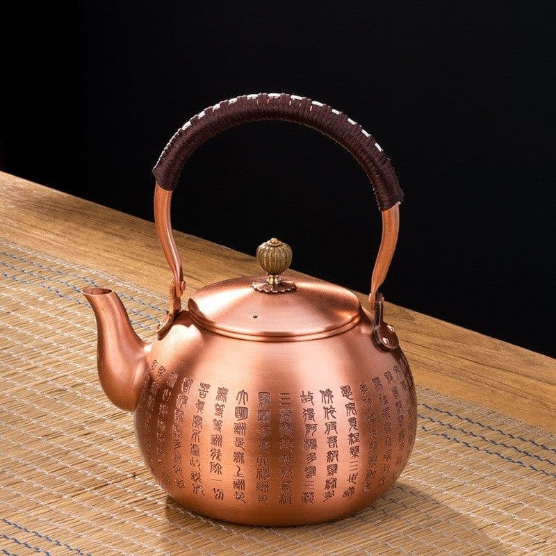 image-Copper Pot Tea Kettle Handmade Pure Copper Kettle Electric Ceramic Stove Side Handle Pot Pitcher Health Tea Set Copper Teapot