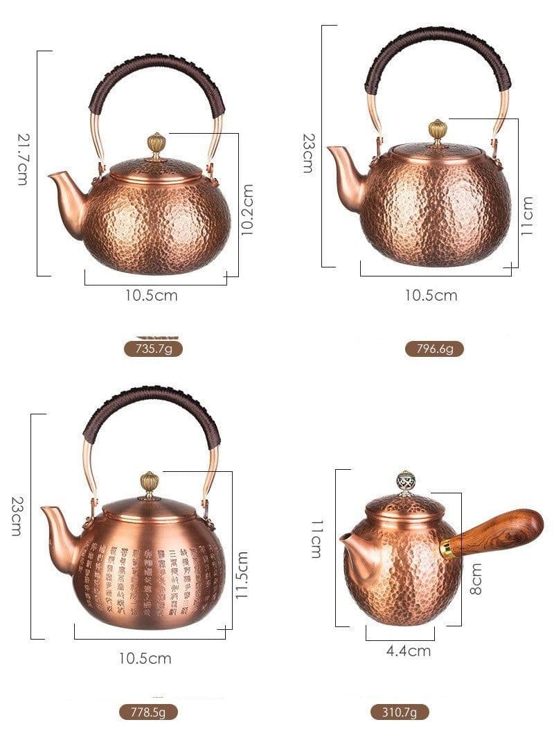 image-Copper Pot Tea Kettle Handmade Pure Copper Kettle Electric Ceramic Stove Side Handle Pot Pitcher Health Tea Set Copper Teapot
