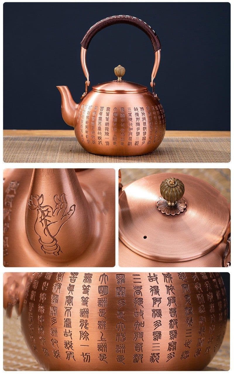 image-Copper Pot Tea Kettle Handmade Pure Copper Kettle Electric Ceramic Stove Side Handle Pot Pitcher Health Tea Set Copper Teapot
