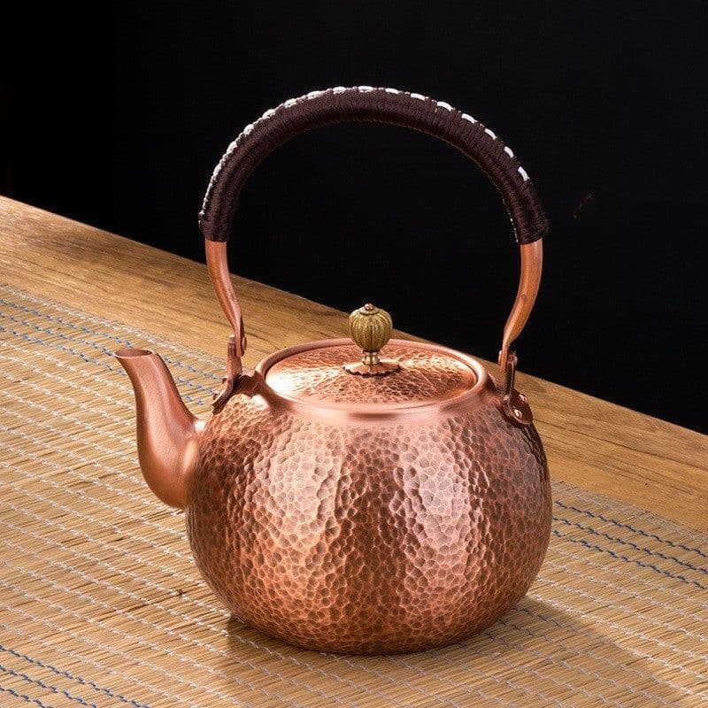 image-Copper Pot Tea Kettle Handmade Pure Copper Kettle Electric Ceramic Stove Side Handle Pot Pitcher Health Tea Set Copper Teapot