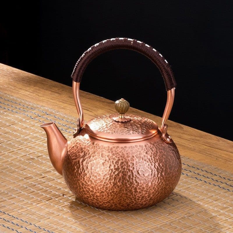 image-Copper Pot Tea Kettle Handmade Pure Copper Kettle Electric Ceramic Stove Side Handle Pot Pitcher Health Tea Set Copper Teapot