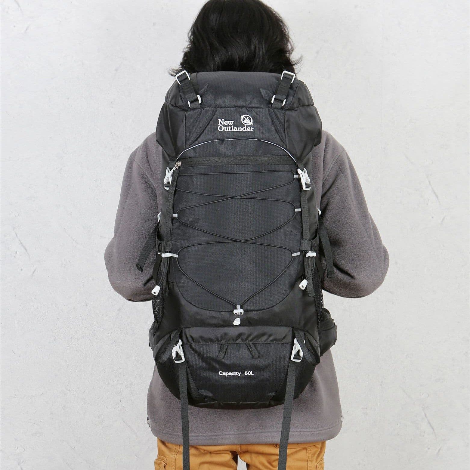 image-Outdoor Mountaineering Bag 50L Large Capacity Nylon Travel Camping Hiking Mountaineering Backpack