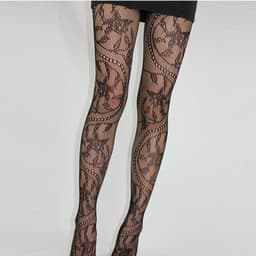 image-Yuan Retro Hollow Net Socks Large Medium And Small Mesh Panty-hose Totem Tornado Stockings