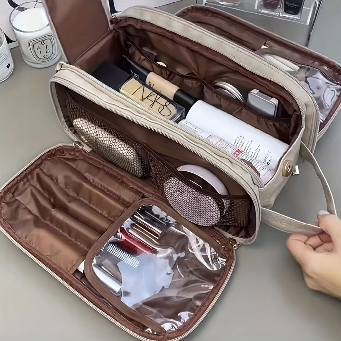 image-Women's Fashion Large Capacity Suitcase Cosmetic Bag