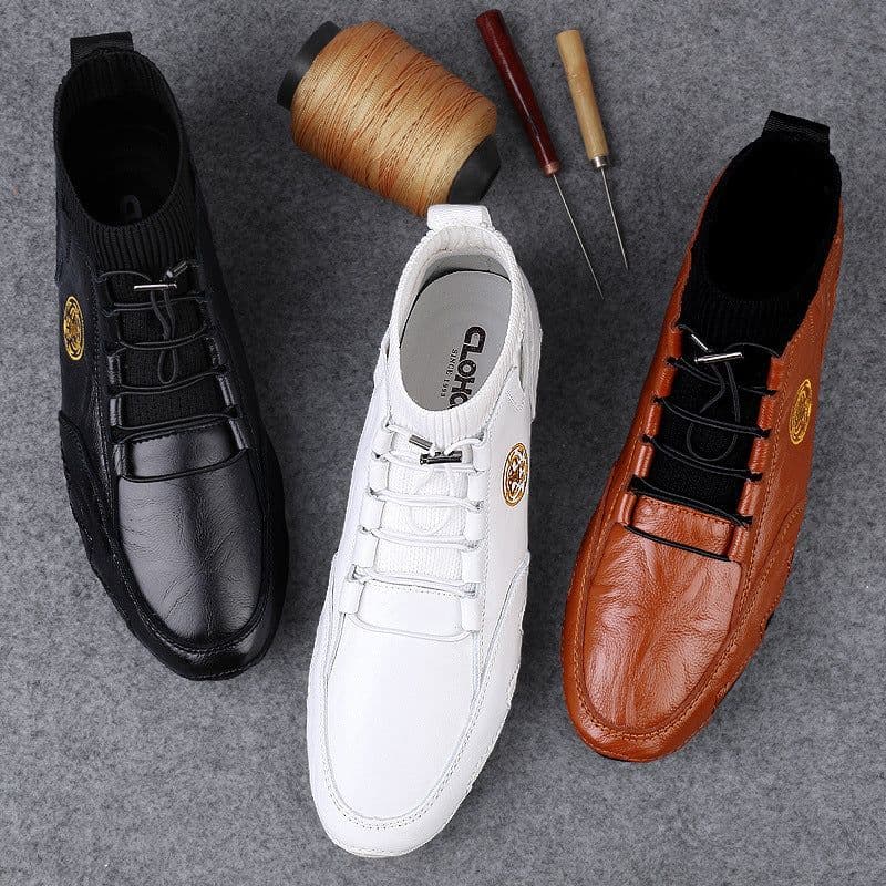 image-Real Leather With Fleece Lining Mid-top Wool Socks Mouth Octopus Leather Boots