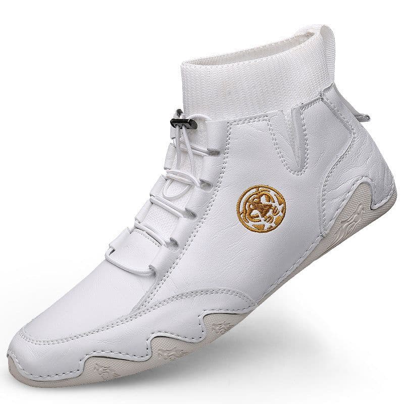 image-Real Leather With Fleece Lining Mid-top Wool Socks Mouth Octopus Leather Boots