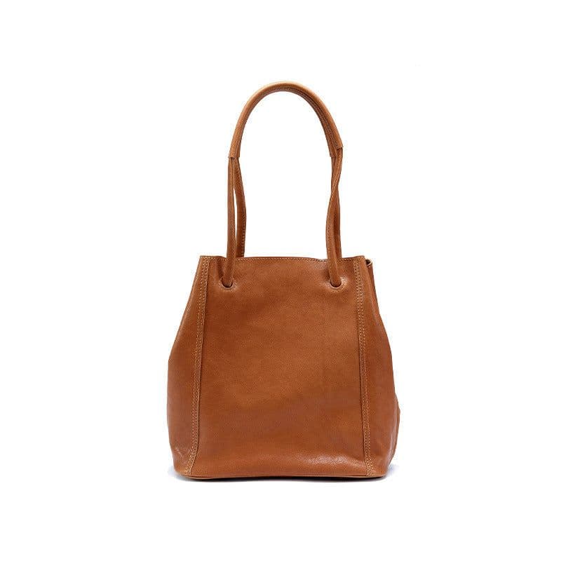 image-Soft Leather Bucket Bag Female Genuine Leather Crossbody