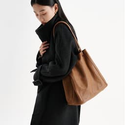 image-Soft Leather Bucket Bag Female Genuine Leather Crossbody