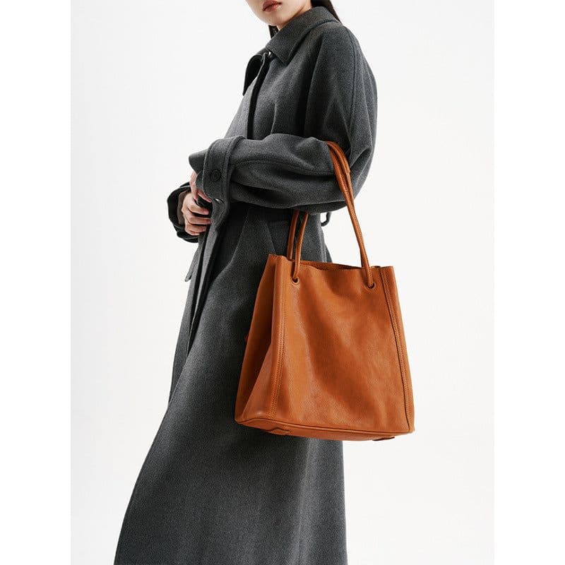 image-Soft Leather Bucket Bag Female Genuine Leather Crossbody