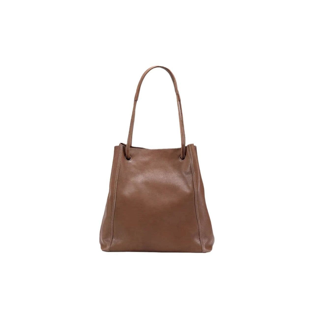 image-Soft Leather Bucket Bag Female Genuine Leather Crossbody