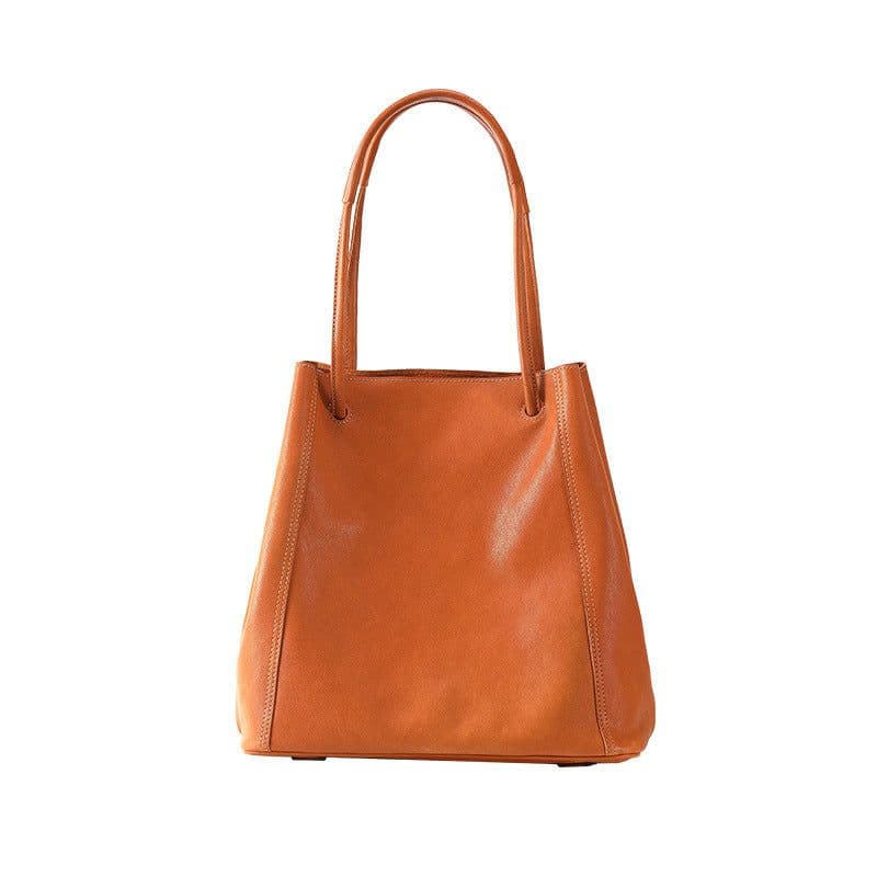 image-Soft Leather Bucket Bag Female Genuine Leather Crossbody