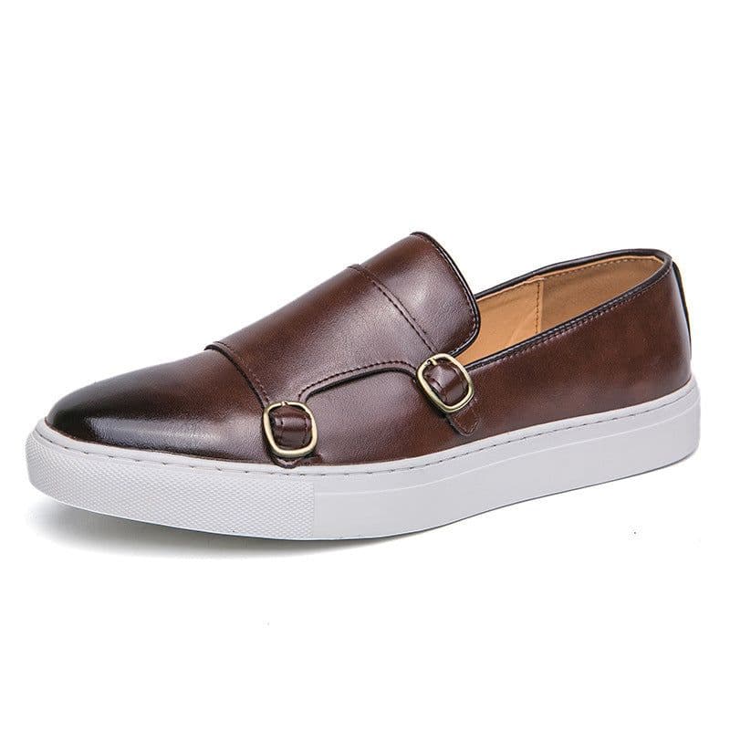 image-Men's Fashion Casual Double Buckle Leather Shoes