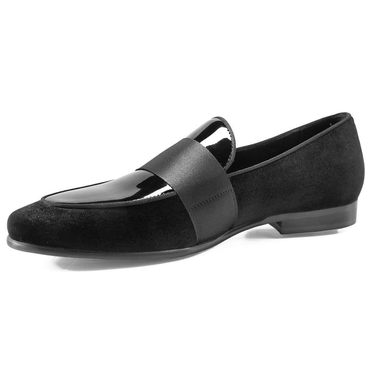 image-Velvet Patent Leather Korean Loafers Business Casual Leather Round Shoes