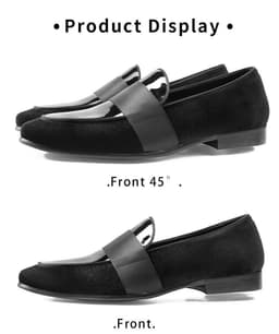 image-Velvet Patent Leather Korean Loafers Business Casual Leather Round Shoes