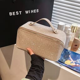 image-Korean Style Portable Cosmetic Bag Women's Large Capacity Waterproof Wash