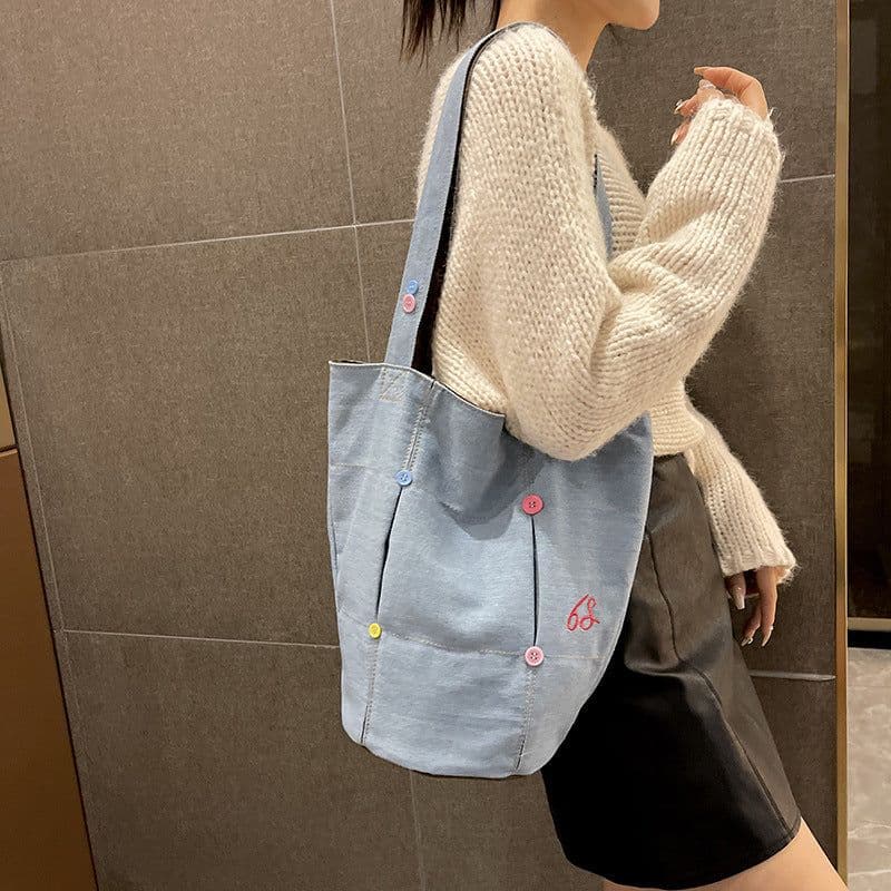 image-Women's Casual Fashion Large Capacity Denim Shoulder Bag