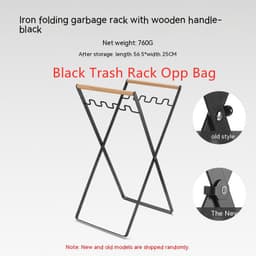 image-Outdoor Wooden Handle Wrought Iron Garbage Storage Hanger