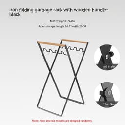 image-Outdoor Wooden Handle Wrought Iron Garbage Storage Hanger