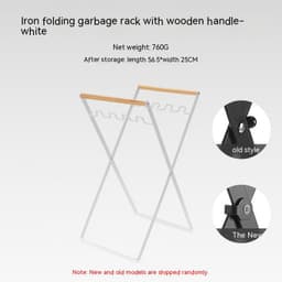 image-Outdoor Wooden Handle Wrought Iron Garbage Storage Hanger
