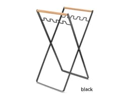 image-Outdoor Wooden Handle Wrought Iron Garbage Storage Hanger