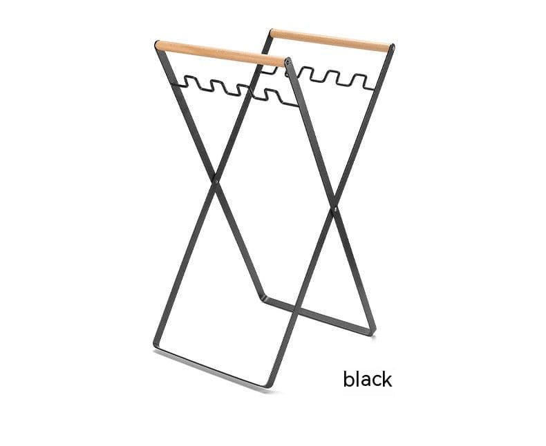 image-Outdoor Wooden Handle Wrought Iron Garbage Storage Hanger