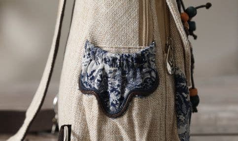 image-Retro Style Artistic Crafts Woven Pouch Leisure And Convenient Dual-use Canvas Chest Bag Multi-zipper