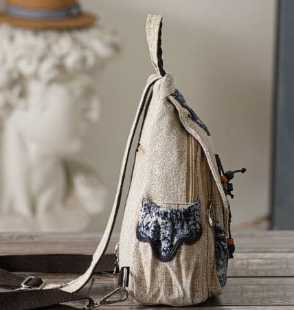 image-Retro Style Artistic Crafts Woven Pouch Leisure And Convenient Dual-use Canvas Chest Bag Multi-zipper