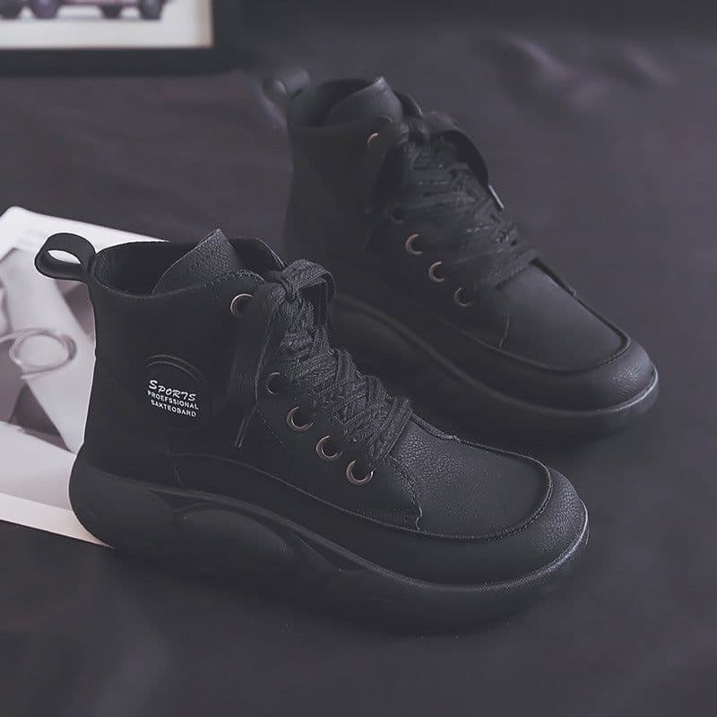 image-Vintage Martin Boots Women's Leather Ugly And Cute Big Toe Fashionable Mid-top Breathable Casual Shoes