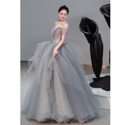 image-Female Texture Host Gift Tulle Tutu French Banquet Princess Dress