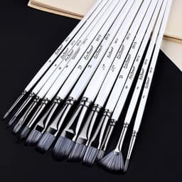 image-Full Set Nylon Hair Brush Watercolor Acrylic Painting Brush 12 PCs Suit Art Supplies