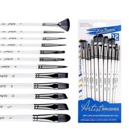 image-Full Set Nylon Hair Brush Watercolor Acrylic Painting Brush 12 PCs Suit Art Supplies