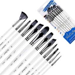image-Full Set Nylon Hair Brush Watercolor Acrylic Painting Brush 12 PCs Suit Art Supplies