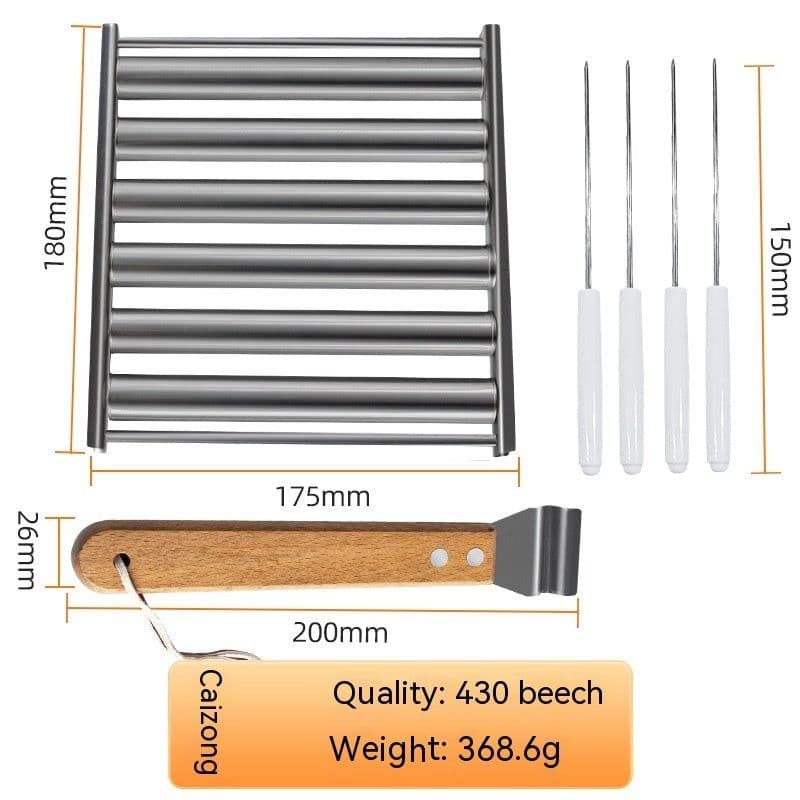 image-Hot Dog Rack Removable Stainless Steel Roasted Sausage Doll Rack Rolling Barbecue