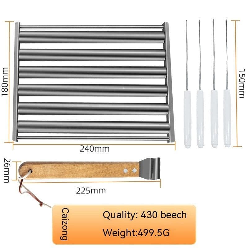 image-Hot Dog Rack Removable Stainless Steel Roasted Sausage Doll Rack Rolling Barbecue