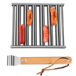 image-Hot Dog Rack Removable Stainless Steel Roasted Sausage Doll Rack Rolling Barbecue