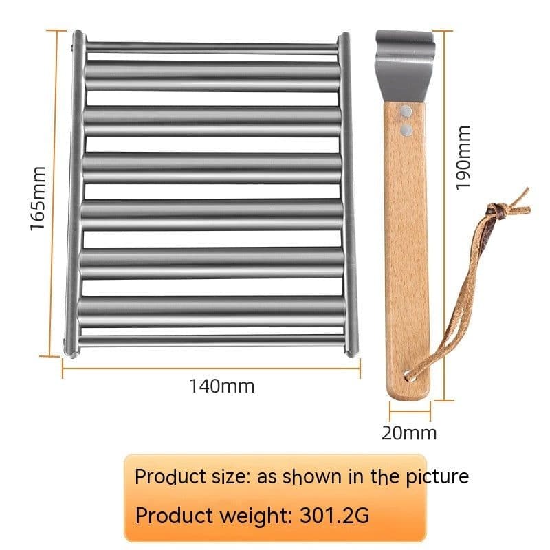 image-Hot Dog Rack Removable Stainless Steel Roasted Sausage Doll Rack Rolling Barbecue