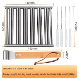 image-Hot Dog Rack Removable Stainless Steel Roasted Sausage Doll Rack Rolling Barbecue