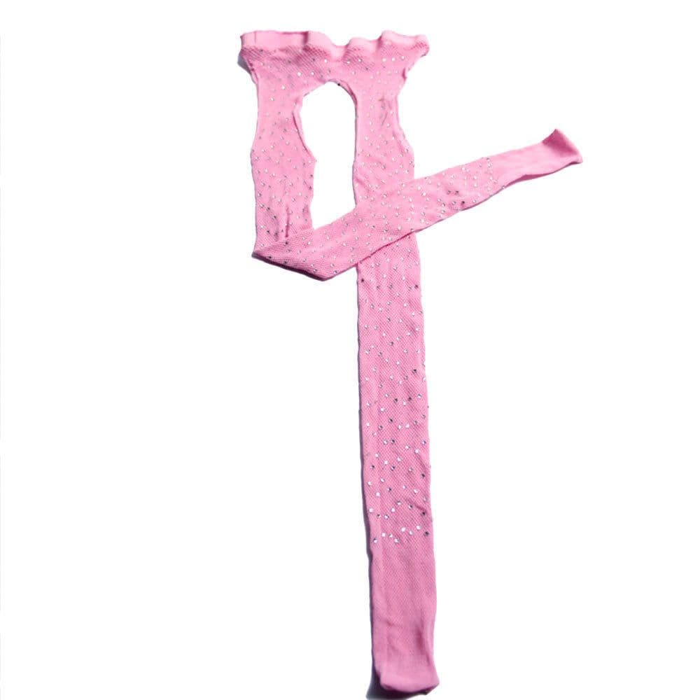 image-Rhinestone Quartz Four Sides Carved Empty Fishnet Stockings Crotch Free